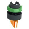 Picture of Head for illuminated selector switch, Harmony XB5, dark grey plastic, orange handle, 22mm, universal LED, 3 positions,