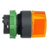 Picture of Head for illuminated selector switch, Harmony XB5, dark grey plastic, orange handle, 22mm, universal LED, 3 positions,