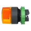 Picture of Head for illuminated selector switch, Harmony XB5, dark grey plastic, orange handle, 22mm, universal LED, 3 positions,
