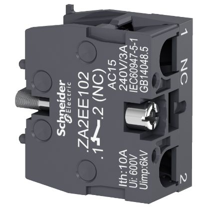 Picture of Contact block, Easy Harmony XA2, single contact, for head 22mm, faston terminal, 1NC