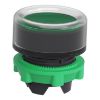 Picture of Head for illuminated push button, Harmony XB5, plastic, green flush, 22mm, universal LED, plain lens, clear boot