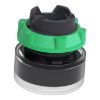 Picture of Head for illuminated push button, Harmony XB5, plastic, green flush, 22mm, universal LED, plain lens, clear boot