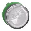 Picture of Head for illuminated push button, Harmony XB5, white flush, 22mm, universal LED, spring return, grooved lens, unmarked