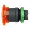 Picture of Head for illuminated push button, Harmony XB5, plastic, orange mushroom 40mm, 22mm, latching turn to release, clear boot