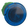Picture of Head for illuminated push button, Harmony XB5, plastic, blue mushroom 40mm, 22mm, latching turn to release, clear boot