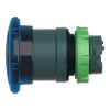 Picture of Head for illuminated push button, Harmony XB5, plastic, blue mushroom 40mm, 22mm, latching turn to release, clear boot