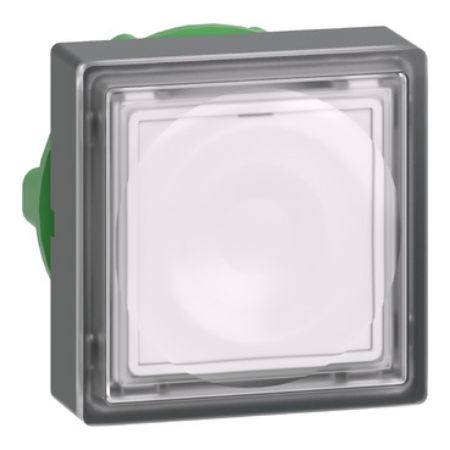 Picture of Head for illuminated push button, Harmony XB5, plastic, white square flush, 22mm, universal LED, for insertion of legend