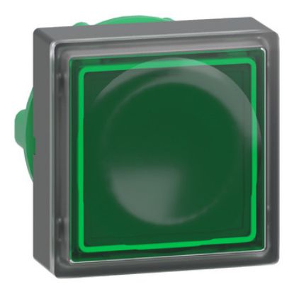 Picture of Head for illuminated push button, Harmony XB5, green square square flush, 22mm, universal LED, for insertion of legend