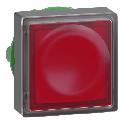 Picture of Head for illuminated push button, Harmony XB5, red square square flush 22mm, universal LED, for insertion of legend