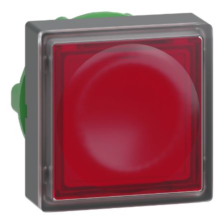Picture of Head for illuminated push button, Harmony XB5, red square square flush 22mm, universal LED, for insertion of legend