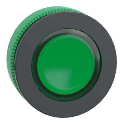 Picture of Head for illuminated push button, Harmony XB5, antimicrobial, plastic, green flush mounted, 30mm, universal LED,