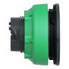 Picture of Head for illuminated push button, Harmony XB5, antimicrobial, plastic, green flush mounted, 30mm, universal LED,