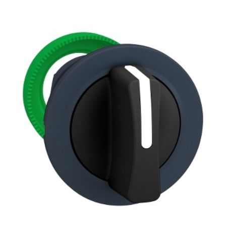 Picture of Head for selector switch, Harmony XB5, Antimicrobial flush mounted selector switch head, plastic, black, 30mm, 3 positions, spring return to center