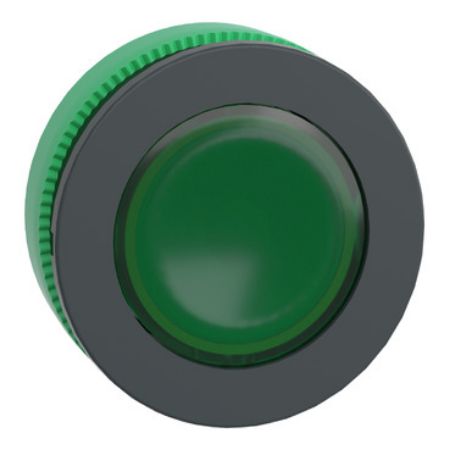 Picture of Head for pilot light, Harmony XB5, antimicrobial, plastic, green, 30mm, universal LED, plain lens