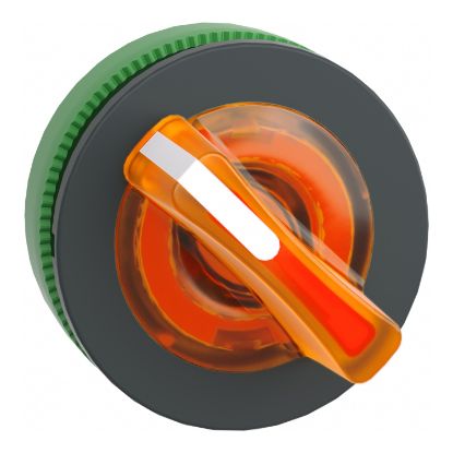Picture of Head for illuminated selector switch, Harmony XB5, plastic, orange handle, universal LED, 2 positions, stay put