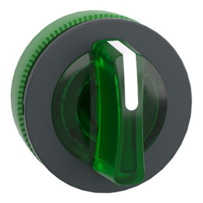 Picture of Head for illuminated selector switch, Harmony XB5, plastic, green handle, flush mounted, universal LED, 3 positions