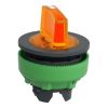 Picture of Head for illuminated selector switch, Harmony XB5, plastic, orange handle, flush mounted, universal LED, 3 positions