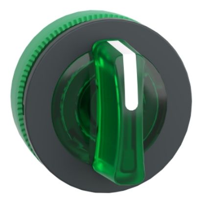 Picture of Head for illuminated selector switch, Harmony XB5, plastic, green handle, universal LED, 3 positions, to center