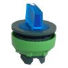 Picture of Head for illuminated selector switch, Harmony XB5, plastic, blue handle, universal LED, 3 positions, to center