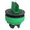 Picture of Head for illuminated selector switch, Harmony XB5, plastic, green handle, universal LED, 3 positions, left to center