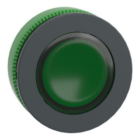 Picture of Head for illuminated push button, Harmony XB5, antimicrobial, green, white, 30mm, universal LED, plain lens