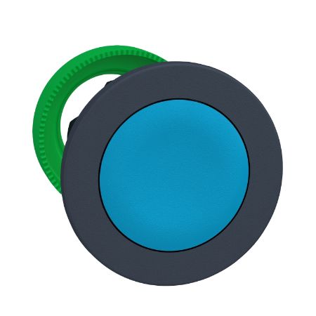 Picture of Antimicrobial Flush mounted push button head, Harmony XB5, plastic, blue, 30mm, spring return, unmarked