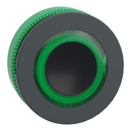 Picture of Head for illuminated push button, Harmony XB5, plastic, green flush mounted, 30mm, universal LED, illuminated ring