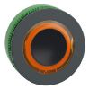 Picture of Head for illuminated push button, Harmony XB5, plastic, orange flush mounted, 30mm, universal LED, illuminated ring