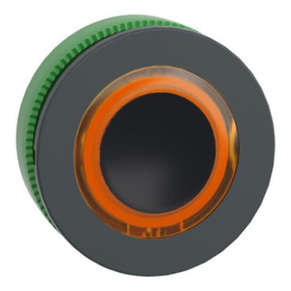 Picture of Head for illuminated push button, Harmony XB5, plastic, orange flush mounted, 30mm, universal LED, illuminated ring