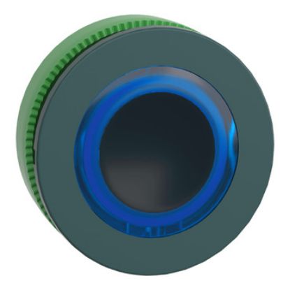 Picture of Head for illuminated push button, Harmony XB5, plastic, blue flush mounted, 30mm, universal LED, illuminated ring
