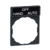 Picture of Legend holder, Harmony XB4, 30 x 40mm, plastic, 8 x 27mm legend, white marked HAND-OFF-AUTO