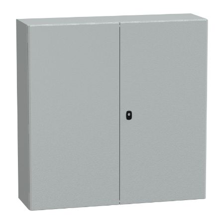 Picture of Wall mounted steel enclosure, PanelSeT S3D, double plain door, with mounting plate, 1000x1000x300mm, IP55, IK10