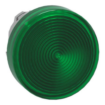 Picture of Head for pilot light, Harmony XB4, metal, green, 22mm, universal LED, grooved lens