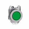 Picture of Pilot light, Harmony XB4,metal, green flush mounted, 30mm, universal LED, plain lens, 24V AC DC