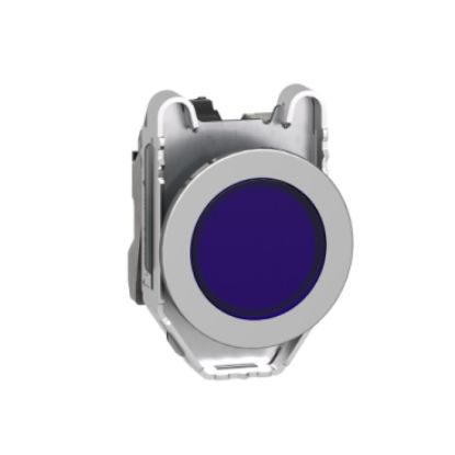 Picture of Pilot light, Harmony XB4,metal, blue flush mounted, 30mm, plain lenswith universal LED, 110â€¦120V AC