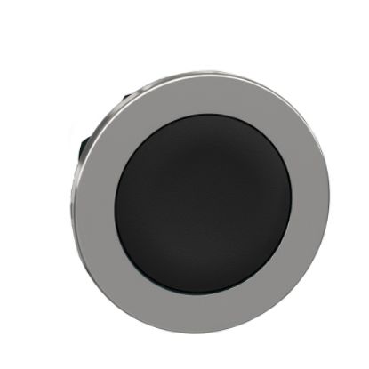 Picture of Flush mounted push button head, Harmony XB4, metal, black, 30mm, spring return, unmarked