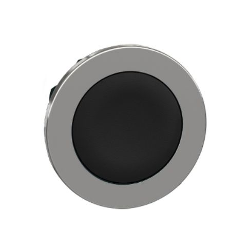 Picture of Flush mounted push button head, Harmony XB4, metal, black, 30mm, spring return, unmarked