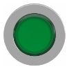 Picture of Head for illuminated push button, Harmony XB4, metal, green flush mounted, 30mm, universal LED, for legend of insertion