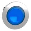 Picture of Head for illuminated push button, Harmony XB4, metal, blue flush mounted, 30mm, universal LED, for legend of insertion