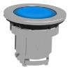 Picture of Head for illuminated push button, Harmony XB4, metal, blue flush mounted, 30mm, universal LED, for legend of insertion