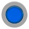 Picture of Head for illuminated push button, Harmony XB4, metal, blue flush mounted, 30mm, universal LED, for legend of insertion