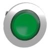 Picture of Head for illuminated push button, Harmony XB4, metal, green flush mounted, 30mm, universal LED, unmarked