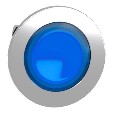 Picture of Head for illuminated push button, Harmony XB4, metal, blue flush mounted, 30mm, universal LED, unmarked
