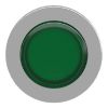 Picture of Head for illuminated push button, Harmony XB4, metal, green projecting, 30mm, universal LED, push-push, unmarked