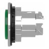 Picture of Head for illuminated push button, Harmony XB4, metal, green projecting, 30mm, universal LED, push-push, unmarked