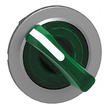 Picture of Head for illuminated selector switch, Harmony XB4, universal LED,  green handle, flush, 30mm, 2 positions, stay put