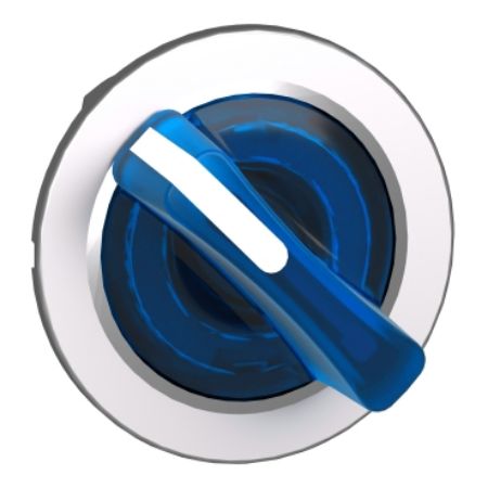 Picture of Head for illuminated selector switch, Harmony XB4, metal, blue handle, 30mm, universal LED, 2 positions, stay put