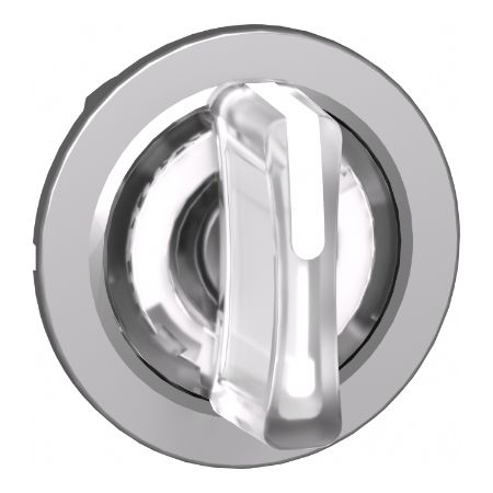 Picture of Head for illuminated selector switch, Harmony XB4, metal, white handle, flush mounted, 30mm, universal LED, 3 positions