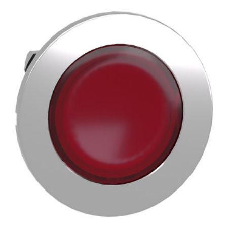 Picture of Head for pilot light, Harmony XB4, flush mounted, red, 30mm, with plain lens, universal LED