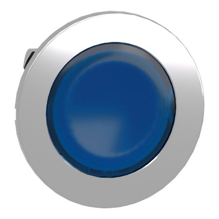 Picture of Head for pilot light, Harmony XB4, metal, blue flush mounted, 30mm, universal LED, plain lens